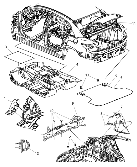 2012 Dodge Avenger Carpet-WHEELHOUSE Diagram for 1AZ26VXLAD