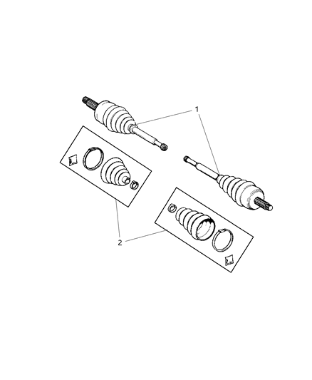 2002 Jeep Grand Cherokee Axle Shaft Assembly Replaces Diagram for 5012749AB