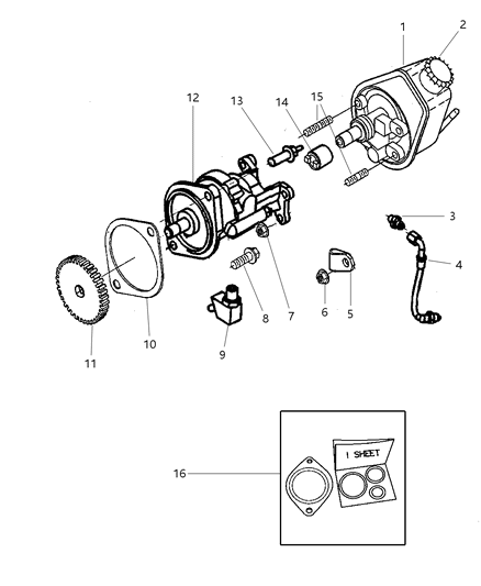 2002 Dodge Ram 2500 Quad & Club Cab Power Steering Pump & Mounting Diagram 2