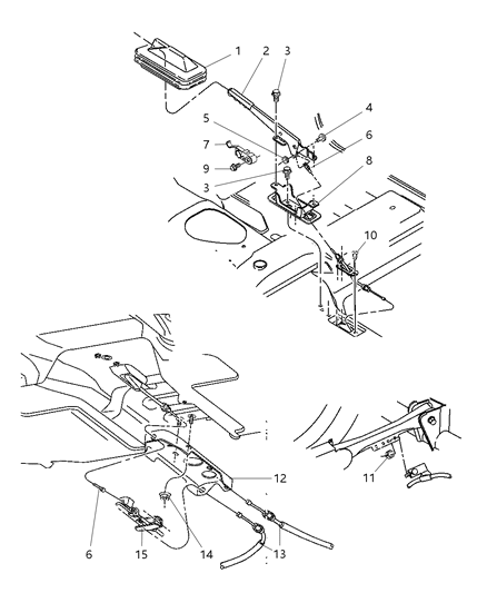 2006 Jeep Wrangler Parking Brake Lever & Cables Diagram