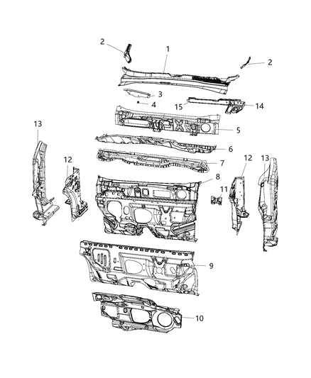 2020 Jeep Renegade Cowl, Dash Panel & Related Parts Diagram