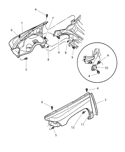 1999 Dodge Durango Fender Front Diagram