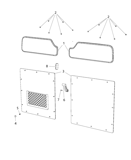 2014 Ram ProMaster 2500 Panel-Rear Door Trim Diagram for 1ZP93LA6AA