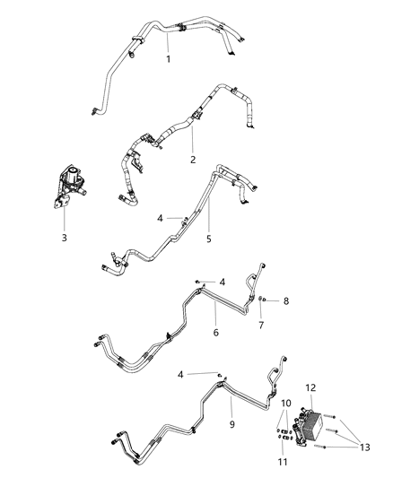 2014 Ram 1500 TRANSLINE-Oil Cooler Pressure And Ret Diagram for 52014541AA