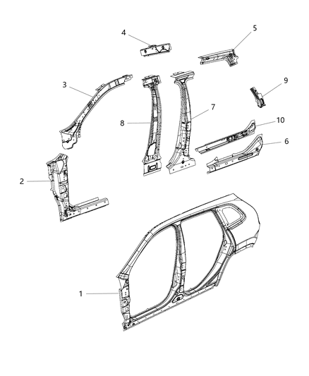 2014 Jeep Cherokee REINFMNT-A-Pillar Diagram for 68102459AB