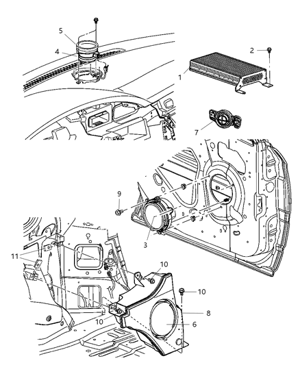 2008 Chrysler Pacifica Speakers and Amplifier Diagram