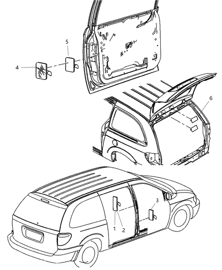 2006 Chrysler Pacifica Label - Door Diagram