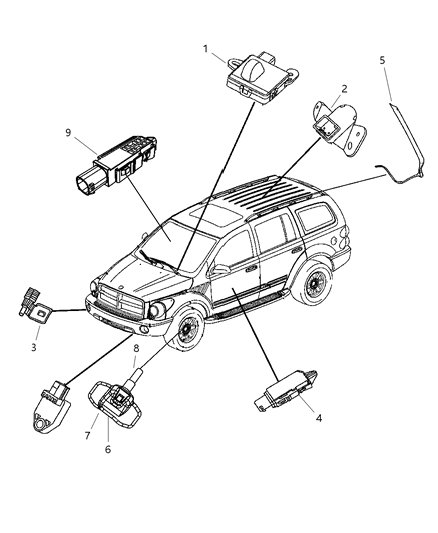 2008 Dodge Durango Sensors - Body Diagram