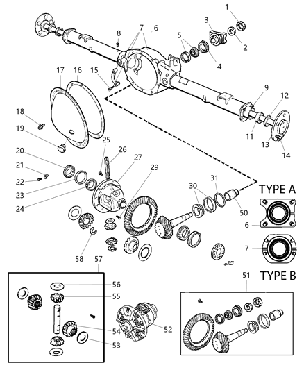 2006 Dodge Dakota Axle, Rear, With Differential And Housing Diagram 2