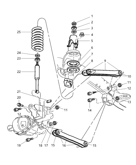 1997 Dodge Ram 2500 Upper And Lower Control Arms, Springs And Shocks - Front Diagram 2