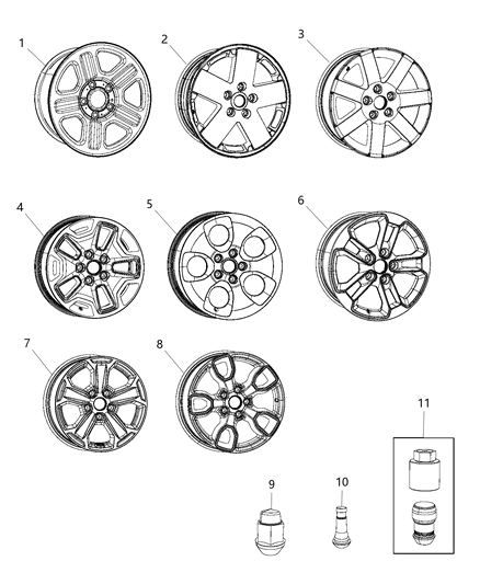 2017 Jeep Wrangler Aluminum Wheel Diagram for 6KM81MALAA