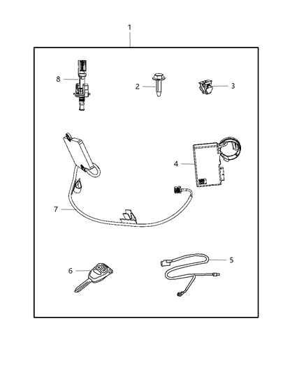 2009 Dodge Nitro Key-Blank With Transmitter Diagram for 68026372AA