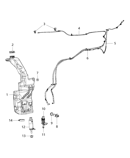 2015 Jeep Cherokee Hose-Windshield Washer Diagram for 68225061AA