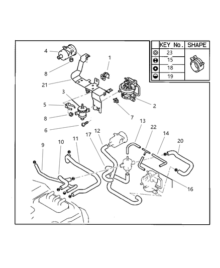 1998 Chrysler Sebring Coupe Vacuum Canister & Leak Detection Pump Diagram