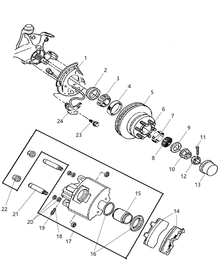 1997 Dodge Ram 3500 Front Disc Brake Pad Kit Diagram for 4886279AB