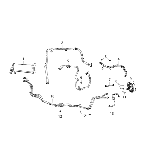 2020 Jeep Gladiator TUBE/HOSE-Transmission Oil Cooler Diagram for 68321877AB