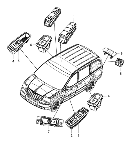 2013 Ram C/V Switches - Doors & Liftgate Diagram