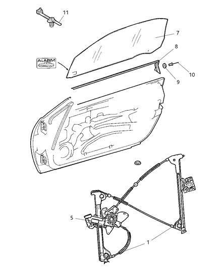 2004 Chrysler Crossfire Plate-Window Regulator Diagram for 5103434AA