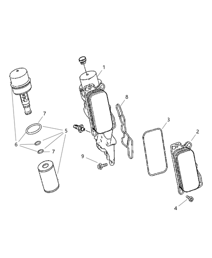 2007 Dodge Sprinter 2500 Oil Pump , Pan , Filter & Oil Cooler & Oil Filler Neck & Oil Indicator Diagram 6