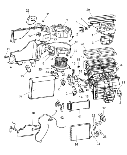 2009 Jeep Grand Cherokee Bracket-Heater Core Tubes Diagram for 68038120AA