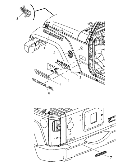 2007 Jeep Wrangler Decals Diagram