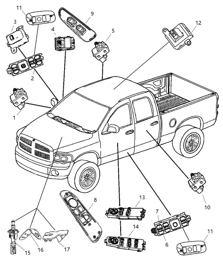 2007 Dodge Ram 1500 Switches Body Diagram