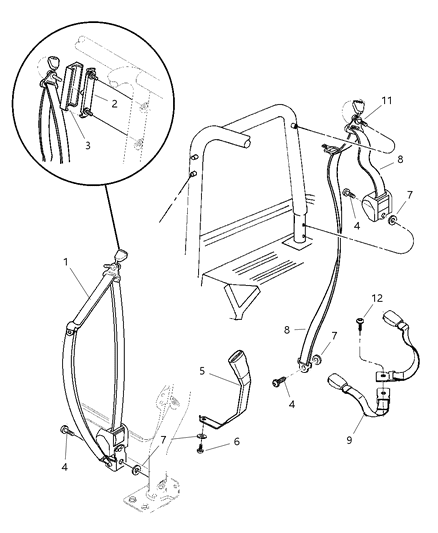 2001 Jeep Wrangler Anchor-Seat Belt Turning Loop Diagram for 55217173AC