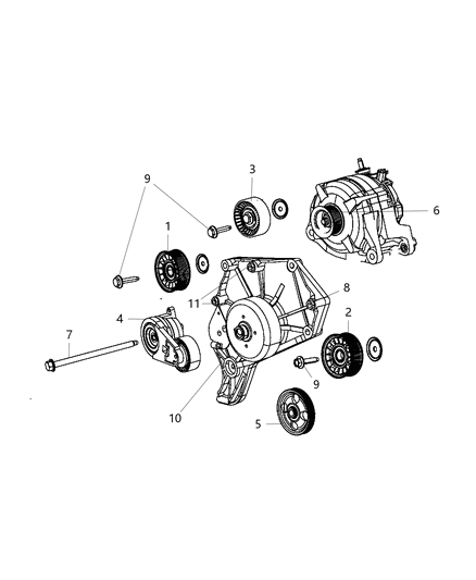 2008 Dodge Nitro Bracket-PULLEY Diagram for 53013866AC