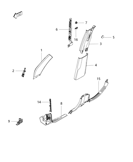 2016 Jeep Renegade Panel-A Pillar Diagram for 6CK59MS7AA