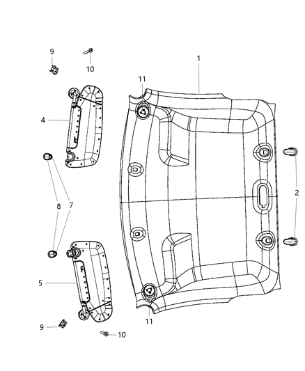 2018 Ram 3500 Headliner & Visor Diagram