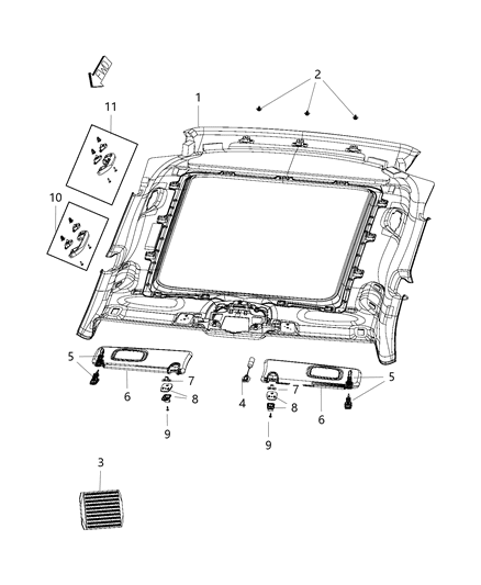 2019 Jeep Compass Headliner Diagram for 6LR03PS4AG