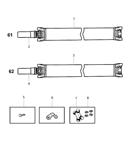 1998 Dodge Dakota Propeller Shaft - Rear Diagram 2