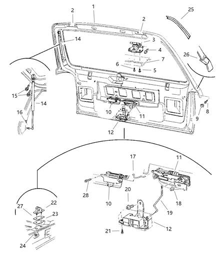 1998 Jeep Grand Cherokee Liftgate Strut Support Diagram for 55075705AB