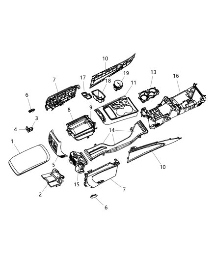 2011 Jeep Grand Cherokee Duct-Floor Console Diagram for 68096097AB