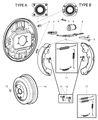 Diagram for Dodge Parking Brake Shoe - 68000248AA