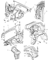 Diagram for 2009 Jeep Commander Fender - 55369218AB