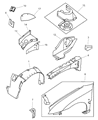 Diagram for 1999 Dodge Neon Fender - 5003643AA