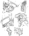 Diagram for 2006 Jeep Commander Fender - 55369219AA
