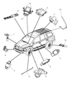 Diagram for 2005 Dodge Durango Air Bag Sensor - 5084000AA