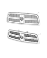 Diagram for 2009 Dodge Ram 1500 Grille - 1KX581RJAB