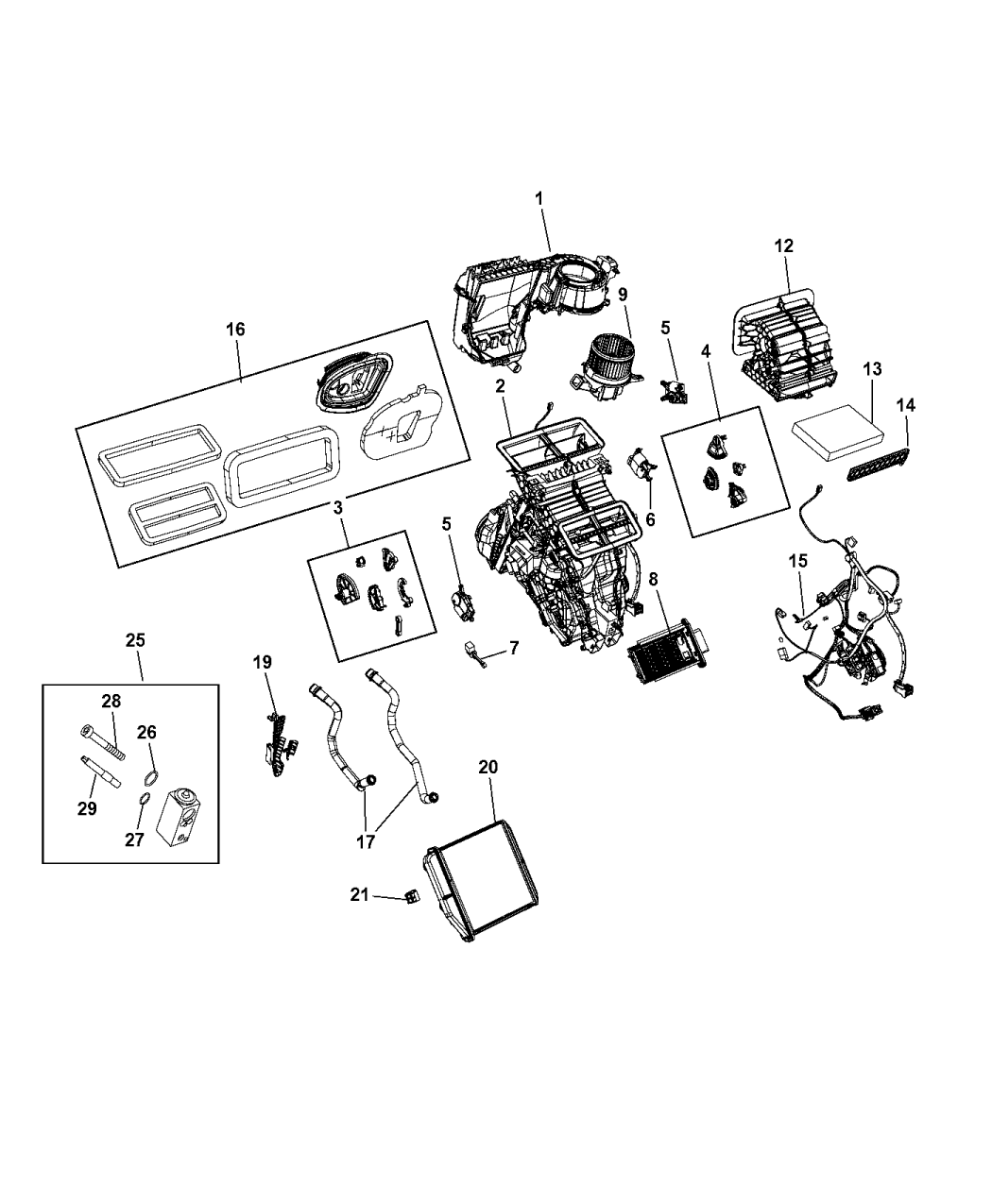 2020 Jeep Renegade A/C & Heater Unit Serviceable Components