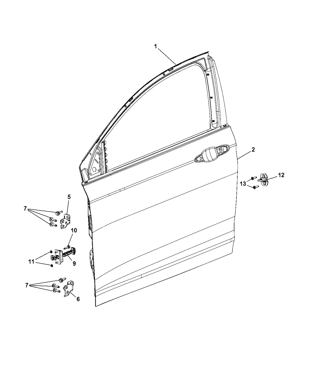 2017 Chrysler 200 Front Door, Shell & Hinges