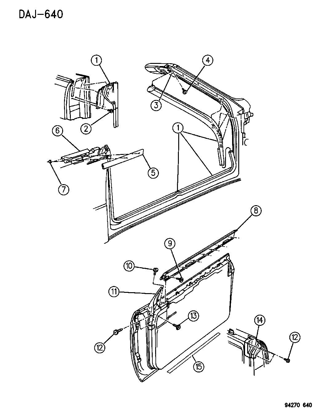 1995 Chrysler LeBaron Door Front Weatherstrips & Runs