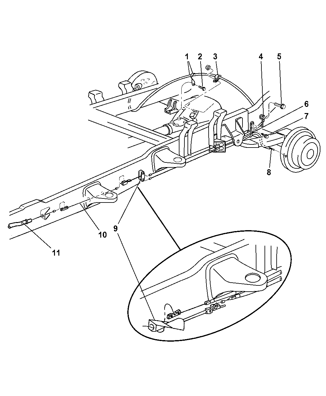 52009934AA - Genuine Mopar CABLE-PARKING BRAKE 2001 Dodge Ram 1500 Brake System Diagram