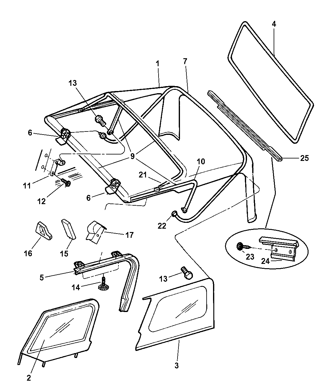 1999 Jeep Wrangler Soft Top & Windows Mopar Parts Giant