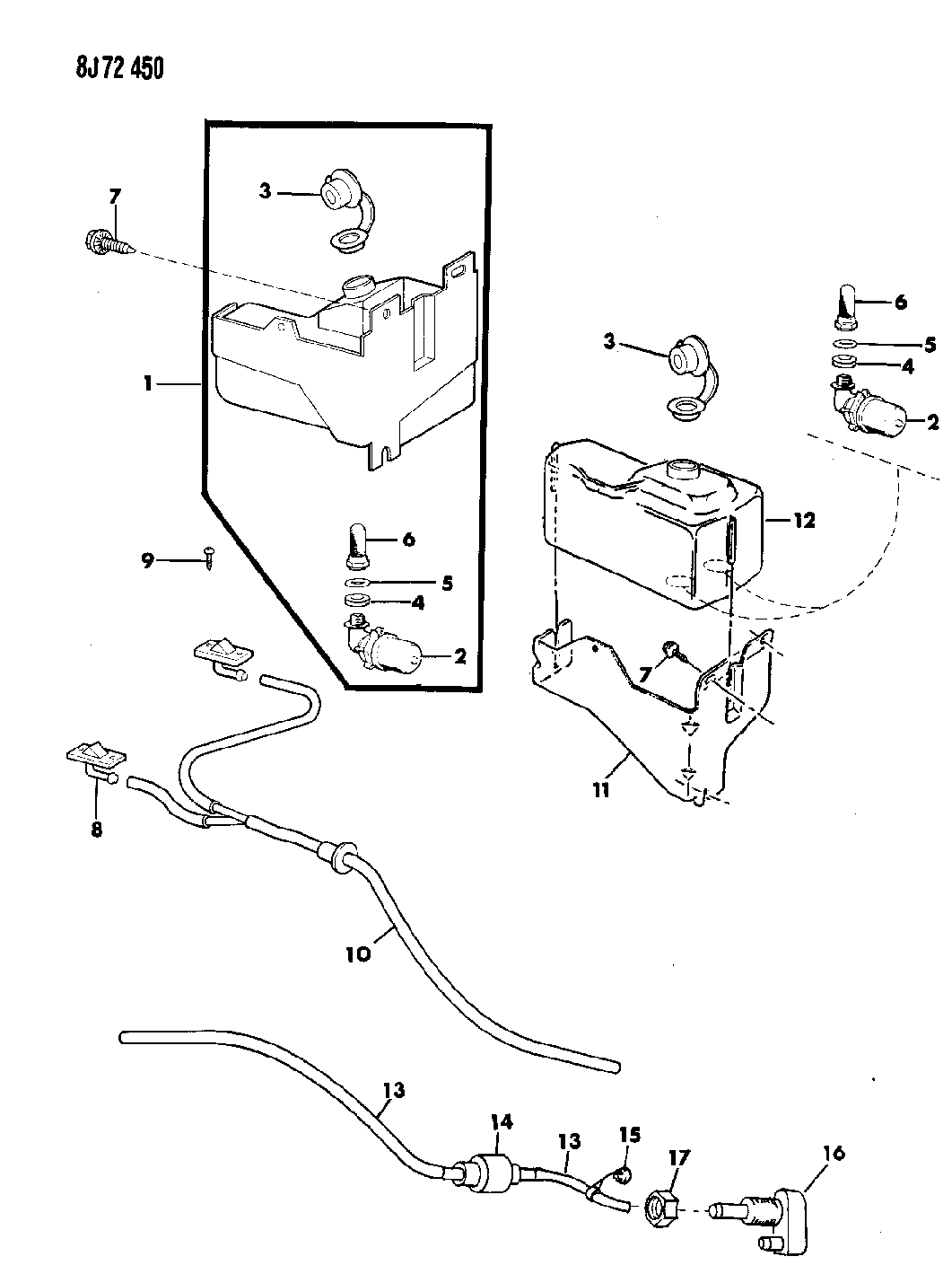1989 Jeep Wrangler Washer System Windshield, And/Or Rear Window