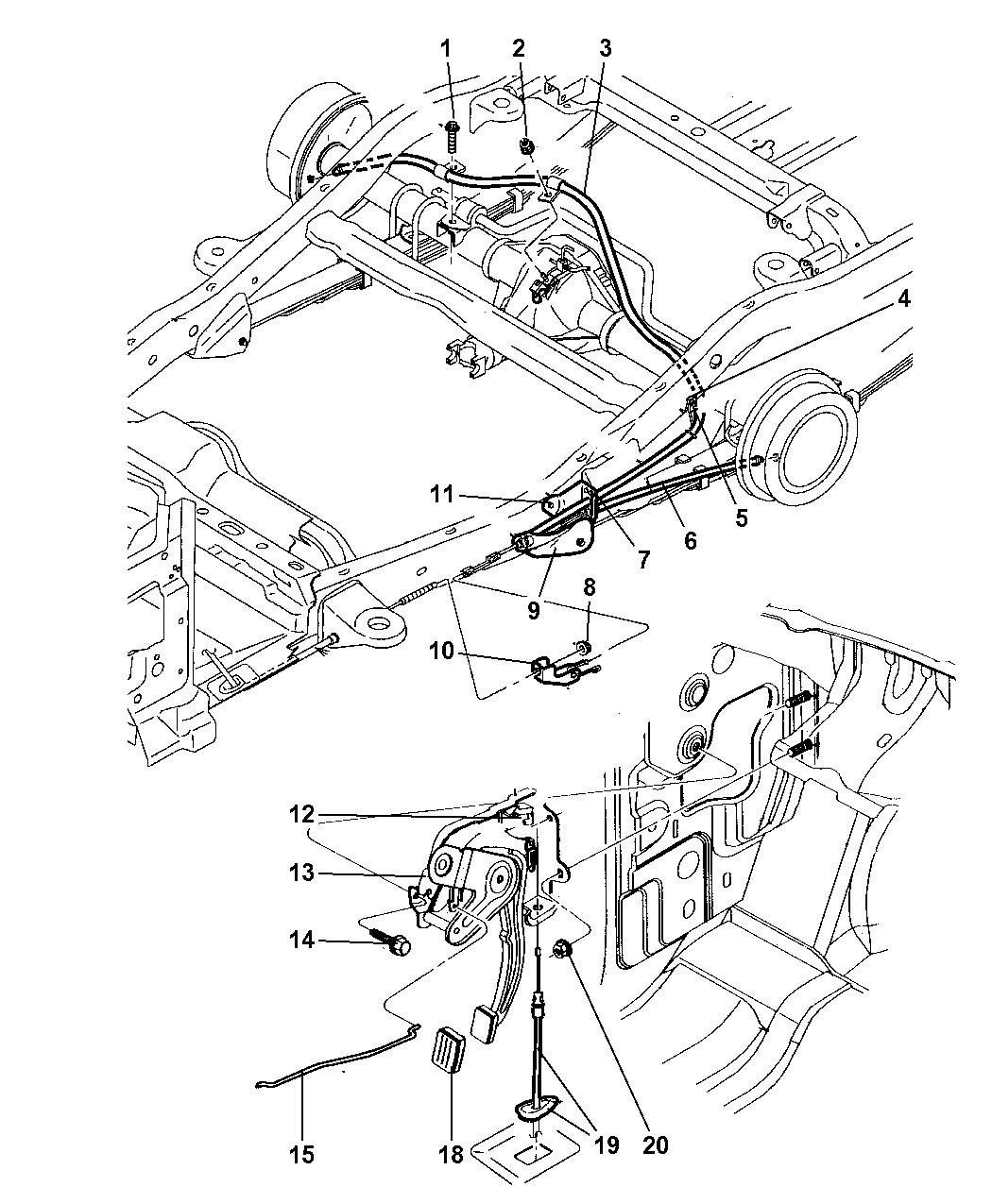 1998 Dodge Durango Lever & Cables, Parking Brake