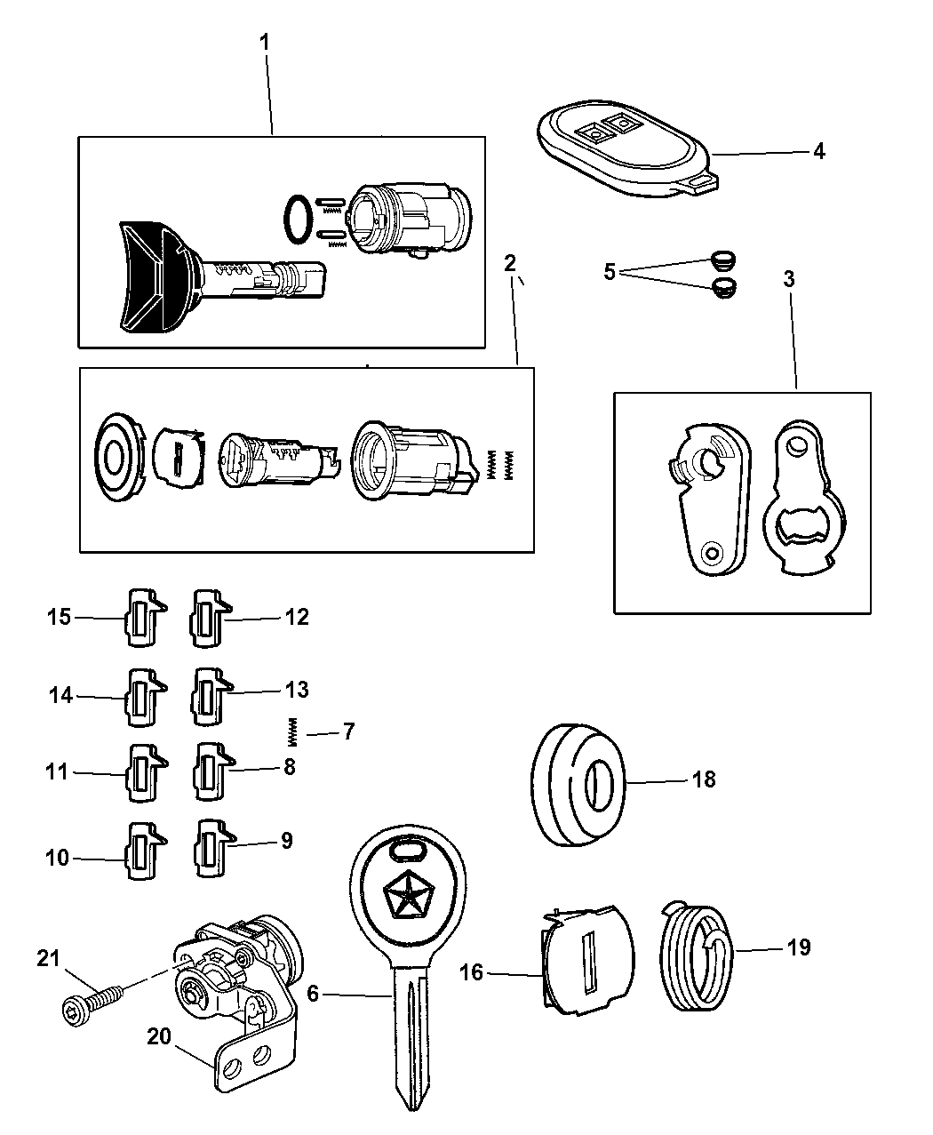 2004 Jeep Grand Cherokee Lock Cylinder & Keys Mopar Parts Giant