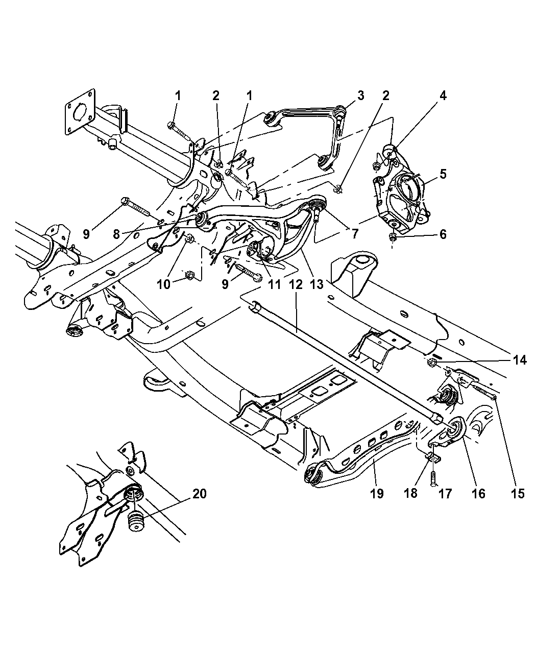2007 Chrysler Aspen Front Suspension Control Arms, Knuckle, Torsion Bar