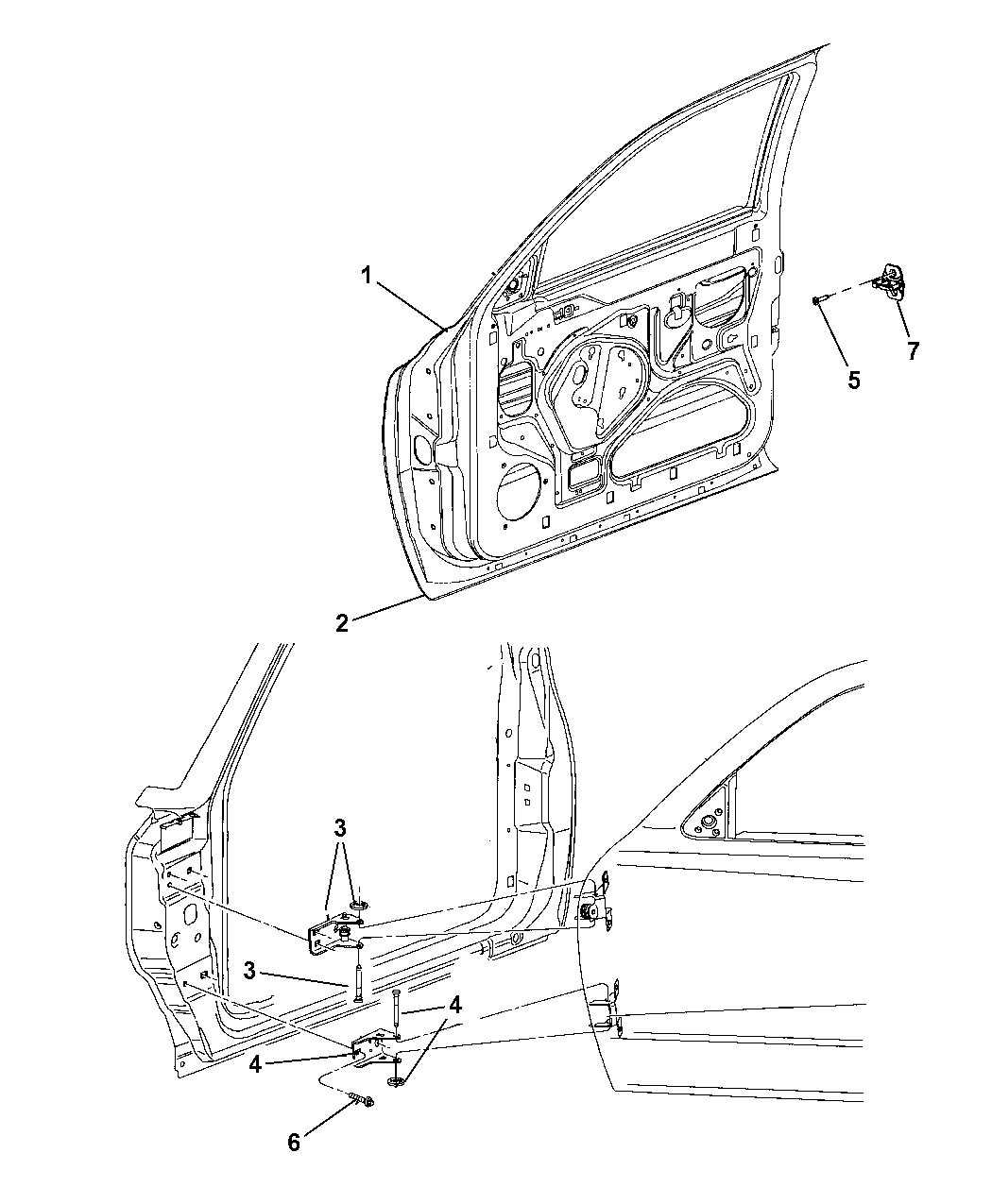 2008 Chrysler Aspen Front Door, Shell & Hinges